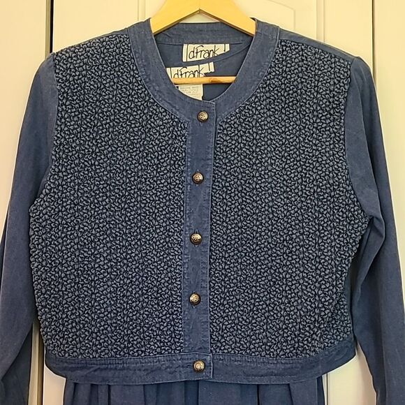 Vintage D. Frank 2 PC Sleeveless Denim  Tie Back Maxi Dress with Jacket Size 10 - Picture 5 of 16